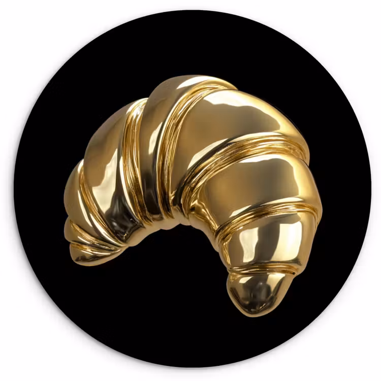 Wandcirkel - Glas - Croissant - Brood - Goud - Zwart — 1