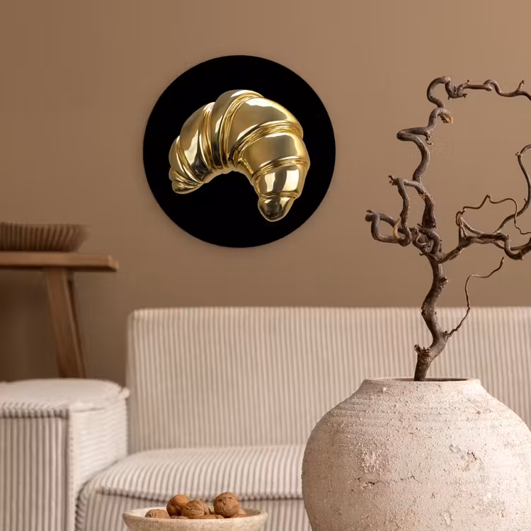 Wandcirkel - Glas - Croissant - Brood - Goud - Zwart — 2