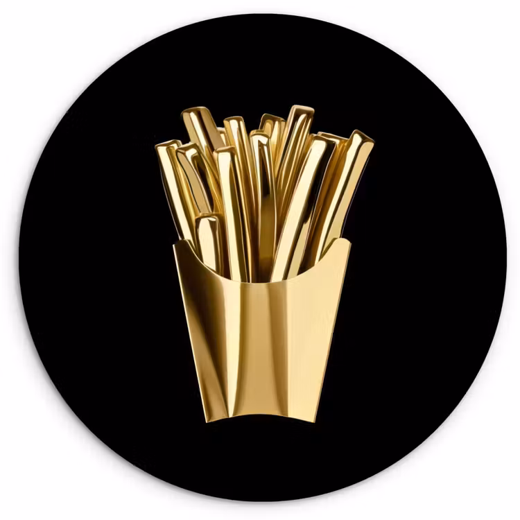 Wandcirkel - Glas - Friet - Goud - Chrome - Eten — 1