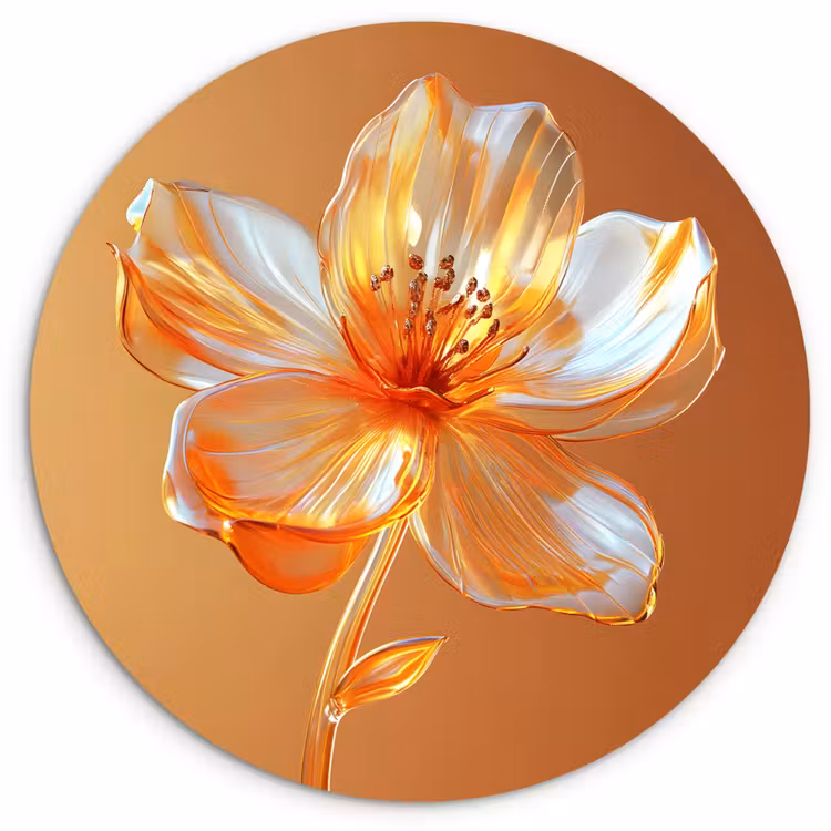Wandcirkel - Glas - Glazen - Bloem - Oranje — 1
