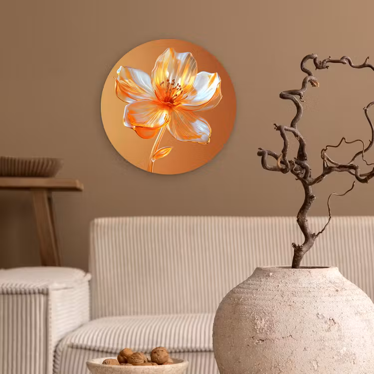 Wandcirkel - Glas - Glazen - Bloem - Oranje — 2