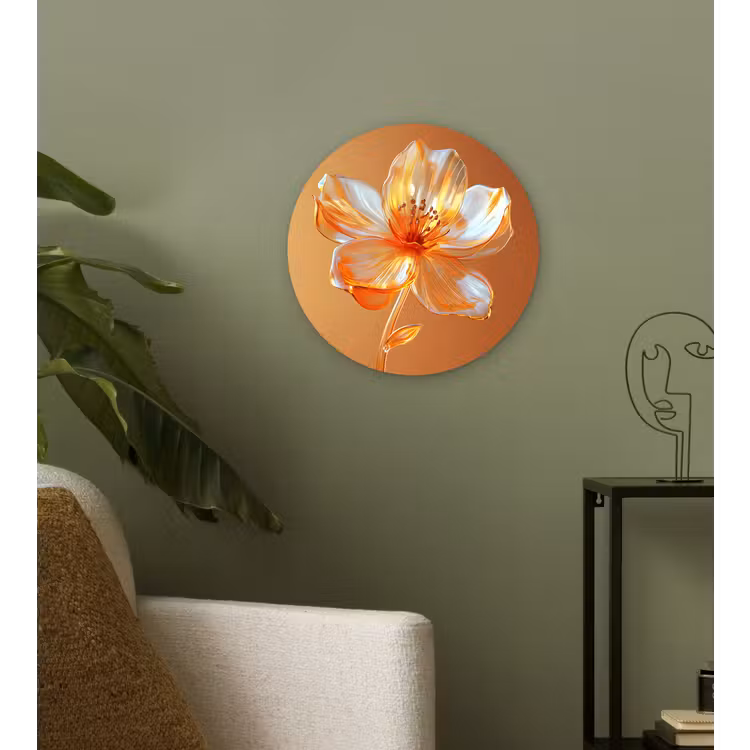 Wandcirkel - Glas - Glazen - Bloem - Oranje — 3