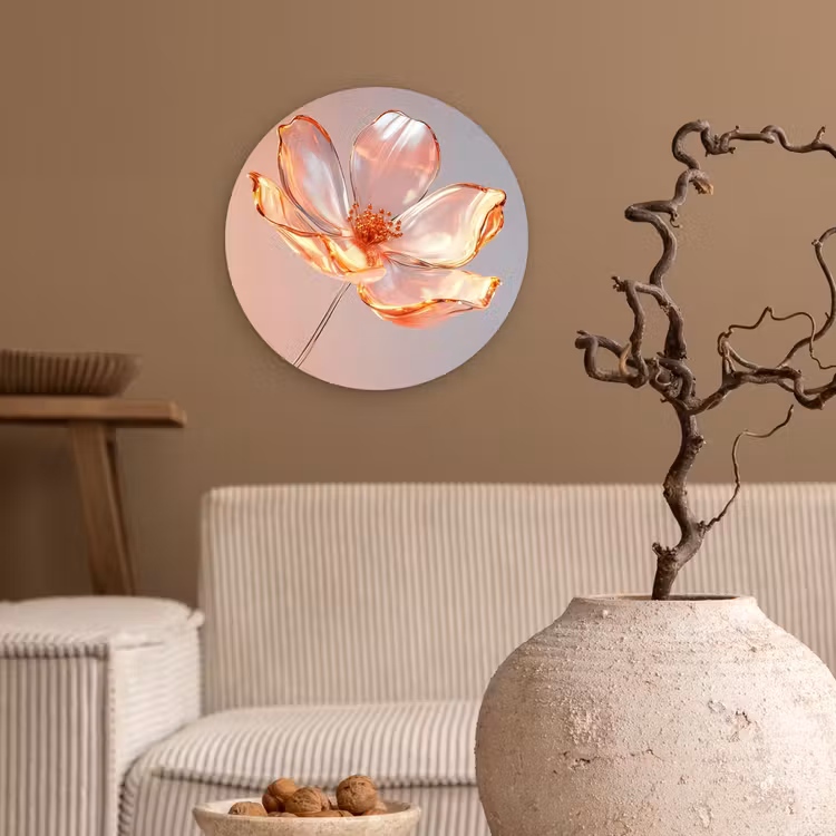Wandcirkel - Glas - Glazen - Bloem - Roze — 2