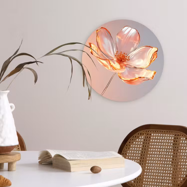 Wandcirkel - Glas - Glazen - Bloem - Roze — 4