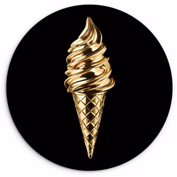 Wandcirkel - Glas - Ijs - Goud - Zwart - Eten — 1