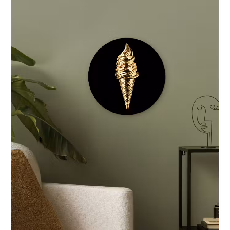 Wandcirkel - Glas - Ijs - Goud - Zwart - Eten — 3