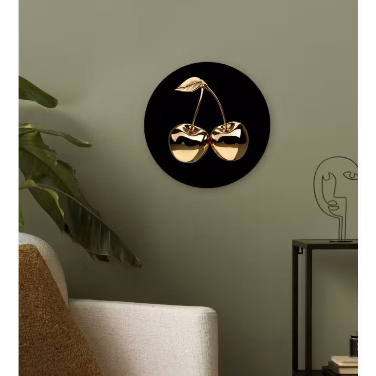 Wandcirkel - Glas - Kersen - Zwart - Goud - Chrome — 3