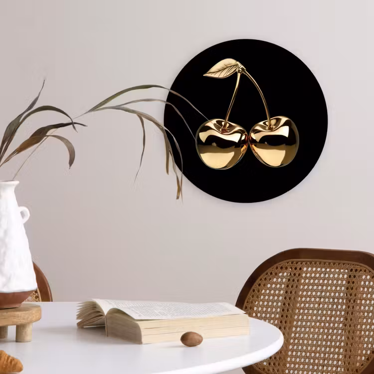 Wandcirkel - Glas - Kersen - Zwart - Goud - Chrome — 4