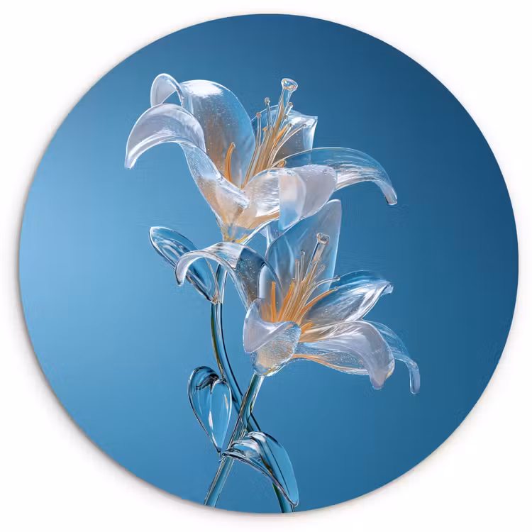 Wandcirkel - Glas - Lelies - Blauw - Glazen — 1