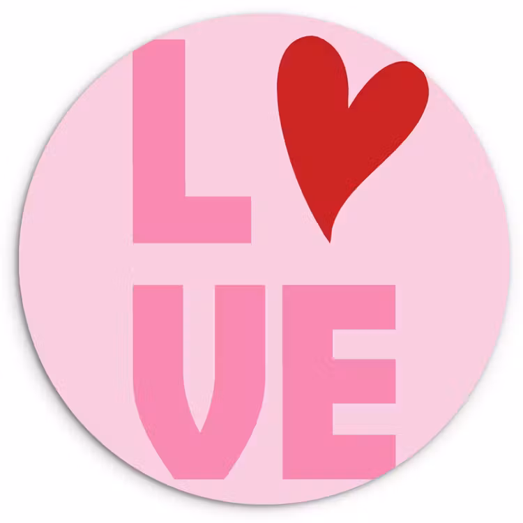Wandcirkel - Glas - Love - Roze - Hart - Valentijn — 1
