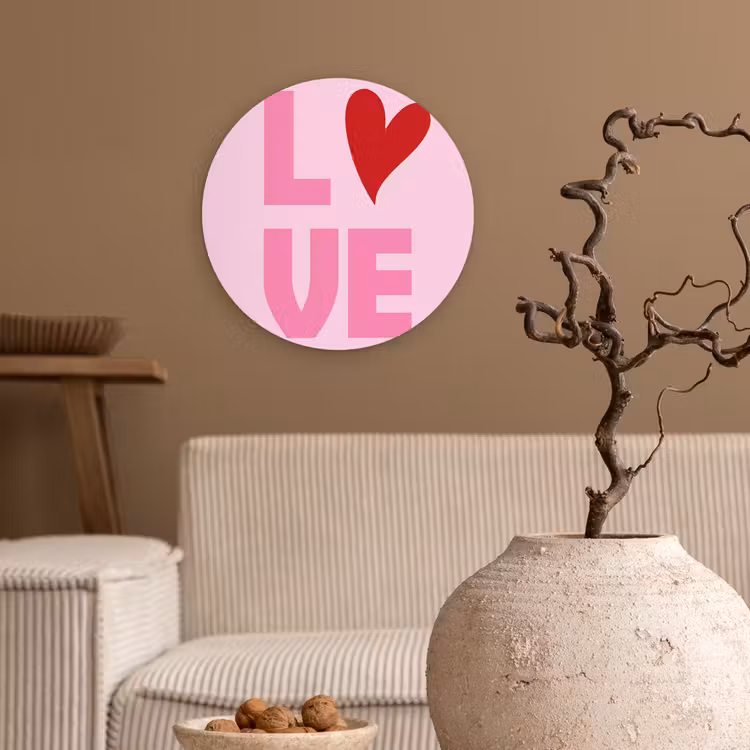 Wandcirkel - Glas - Love - Roze - Hart - Valentijn — 2