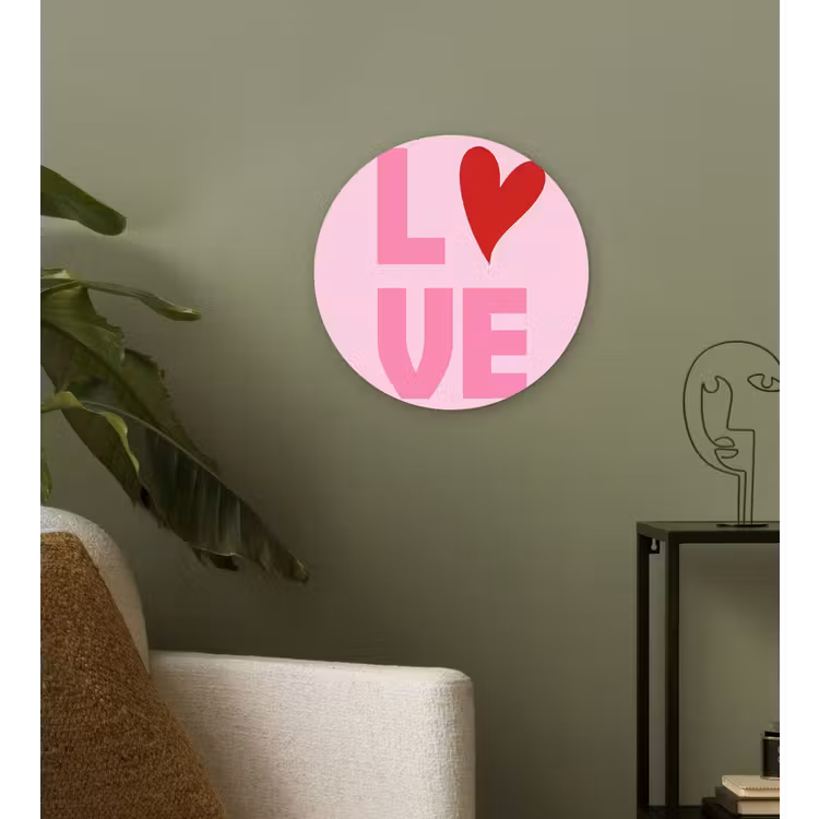 Wandcirkel - Glas - Love - Roze - Hart - Valentijn — 3