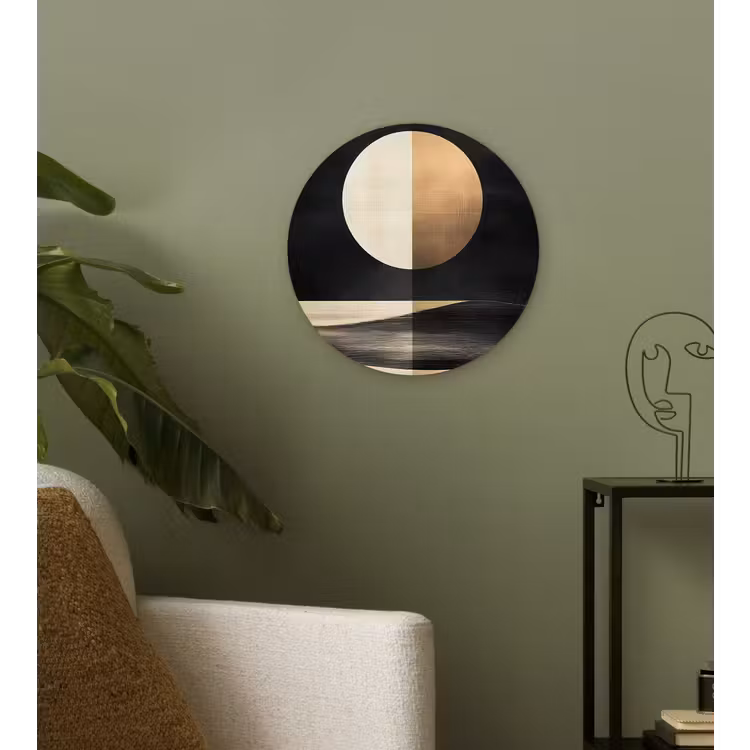 Wandcirkel - Glas - Maan - Cirkel - Goud — 3