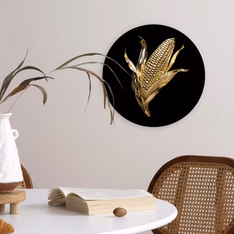 Wandcirkel - Glas - Mais - Eten - Goud - Zwart — 4