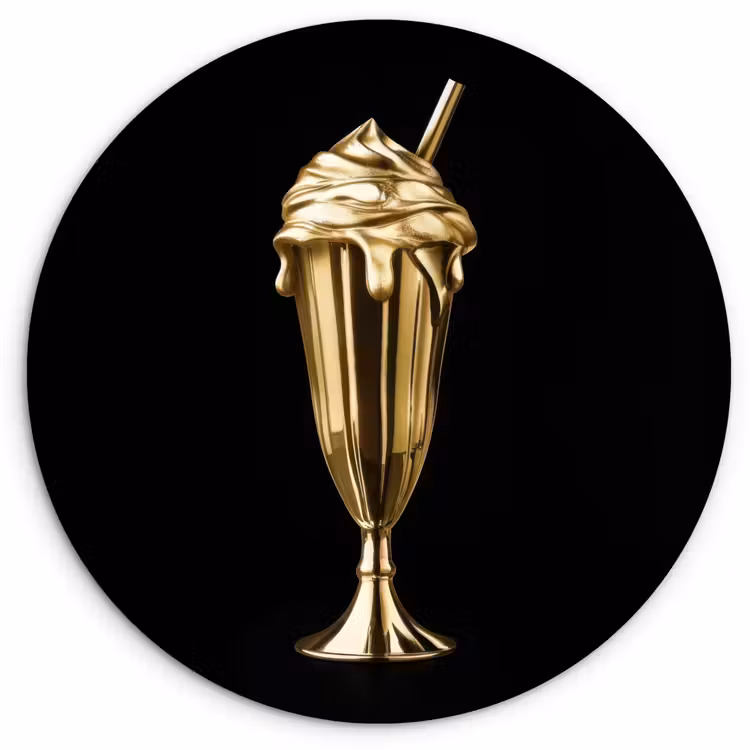 Wandcirkel - Glas - Milkshake - Goud - Drinken - Zwart — 1