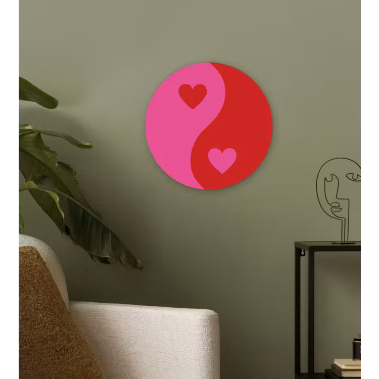 Wandcirkel - Glas - Minimalistisch - Rood - Roze - Hartjes — 3