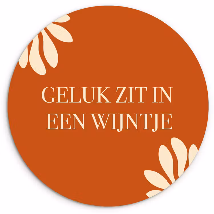 Wandcirkel - Glas - Oranje - Wijntje - Quote — 1