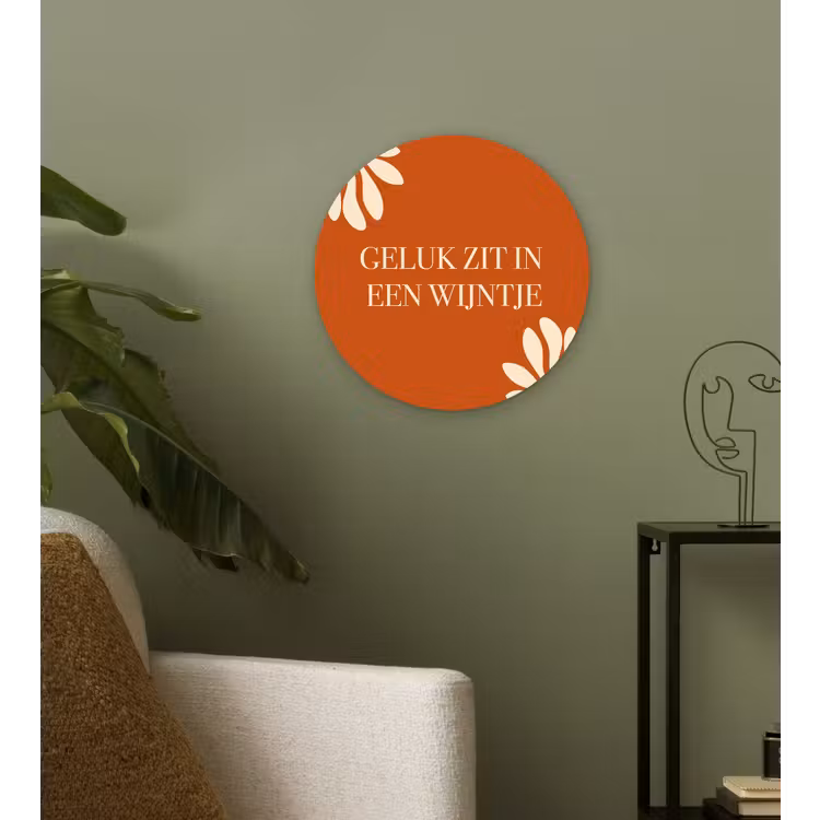 Wandcirkel - Glas - Oranje - Wijntje - Quote — 3