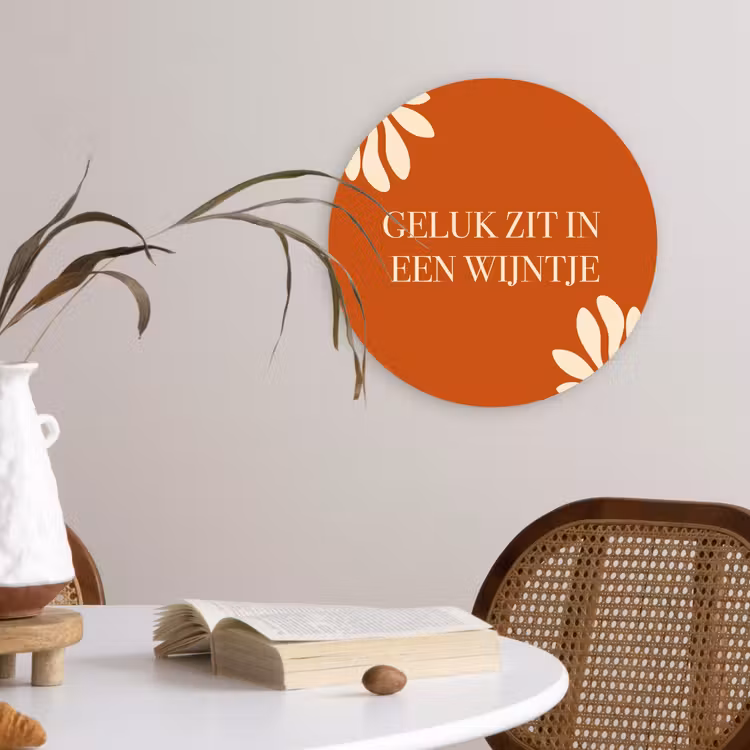 Wandcirkel - Glas - Oranje - Wijntje - Quote — 4