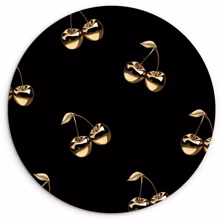 Wandcirkel - Glas - Patroon - Kersen - Goud - Chrome — 1