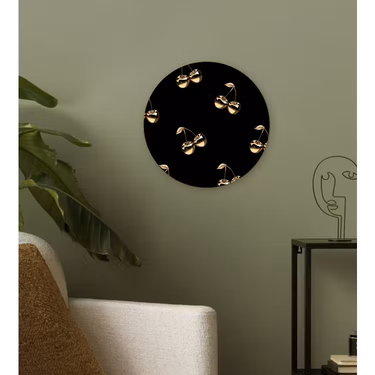 Wandcirkel - Glas - Patroon - Kersen - Goud - Chrome — 3