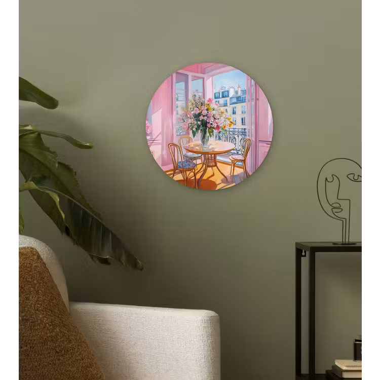 Wandcirkel - Glas - Pink - City - Bloemen — 3