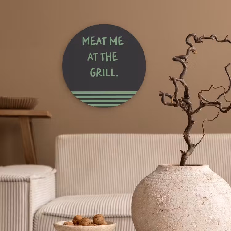 Wandcirkel - Glas - Quote - Groen - Grill - Zomer — 2
