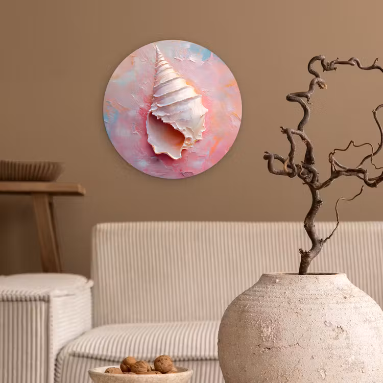 Wandcirkel - Glas - Schelp - Pastel - Pink — 2