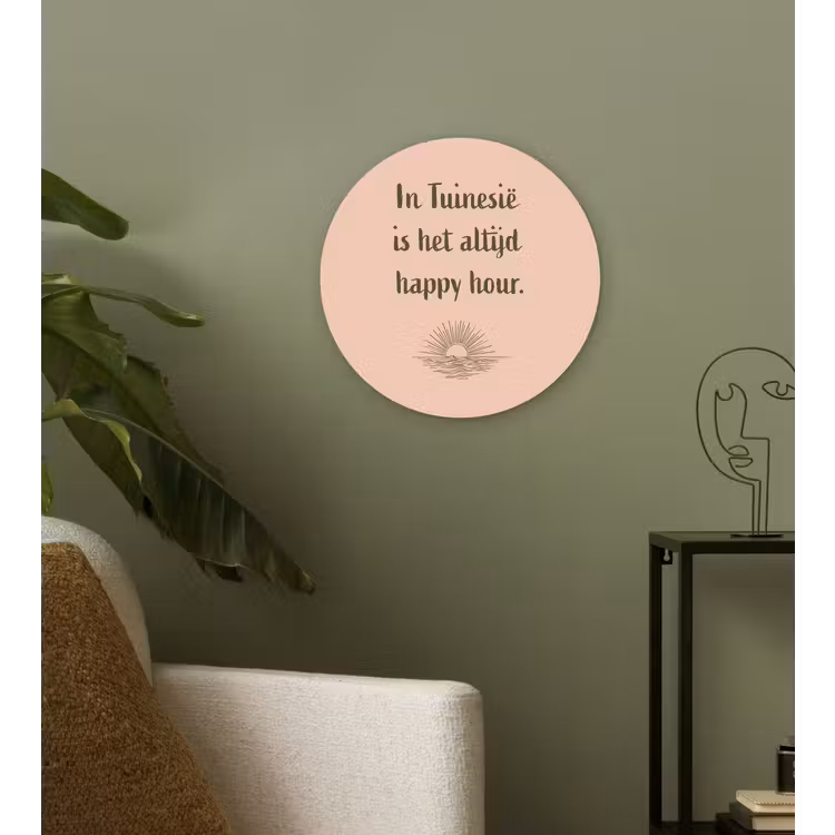 Wandcirkel - Glas - Tuin - Roze - Quote - Zon — 3