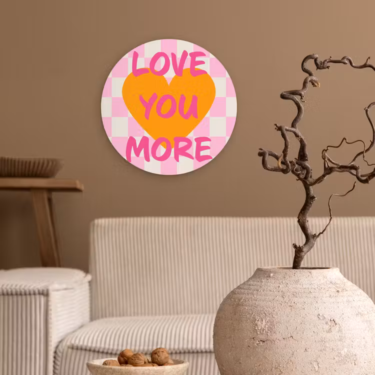 Wandcirkel - Glas - Valentijn - Love - Roze - Oranje — 2