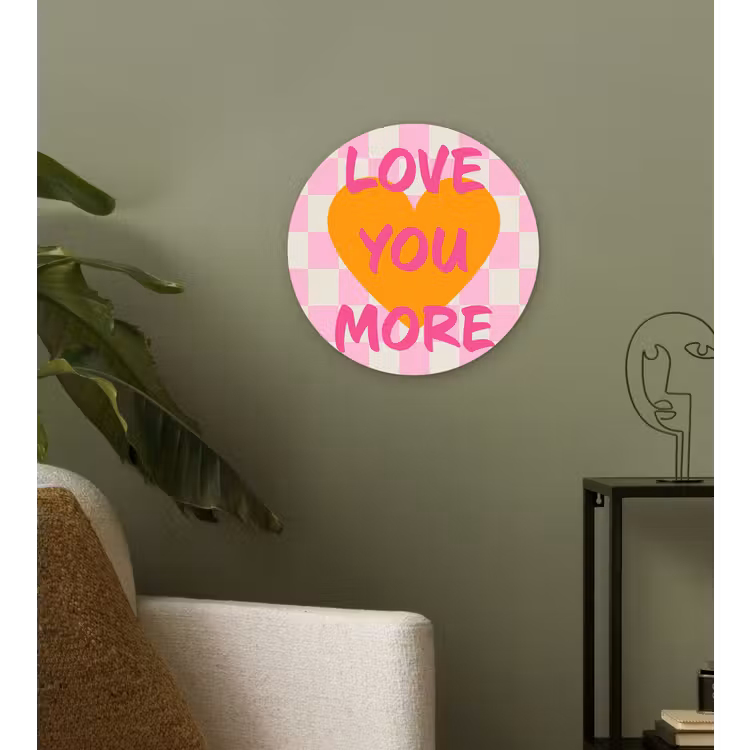 Wandcirkel - Glas - Valentijn - Love - Roze - Oranje — 3