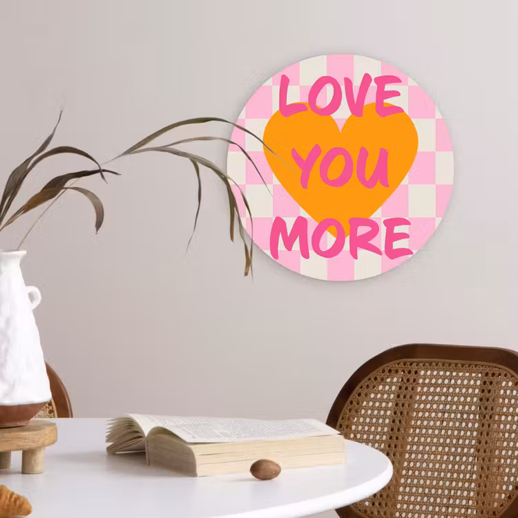 Wandcirkel - Glas - Valentijn - Love - Roze - Oranje — 4