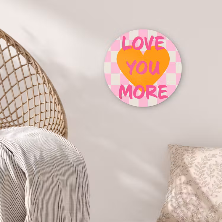 Wandcirkel - Glas - Valentijn - Love - Roze - Oranje — 5