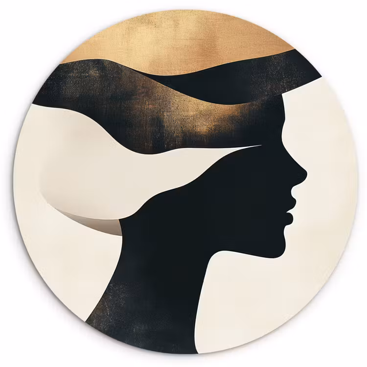 Wandcirkel - Glas - Vrouw - Golven - Zwart — 1
