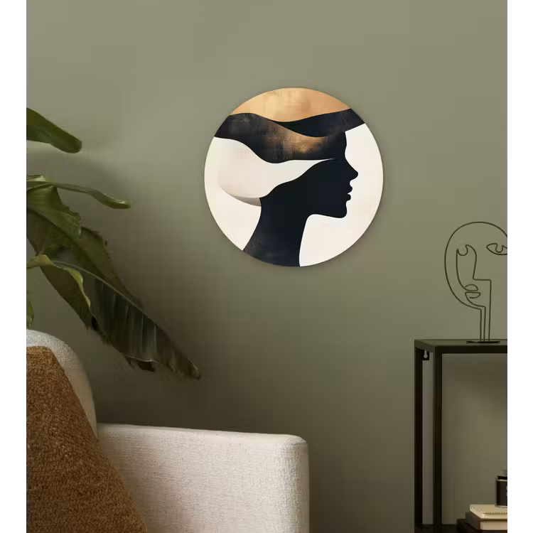 Wandcirkel - Glas - Vrouw - Golven - Zwart — 3