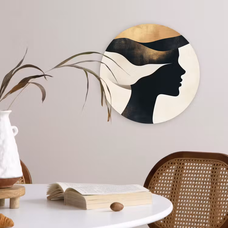 Wandcirkel - Glas - Vrouw - Golven - Zwart — 4