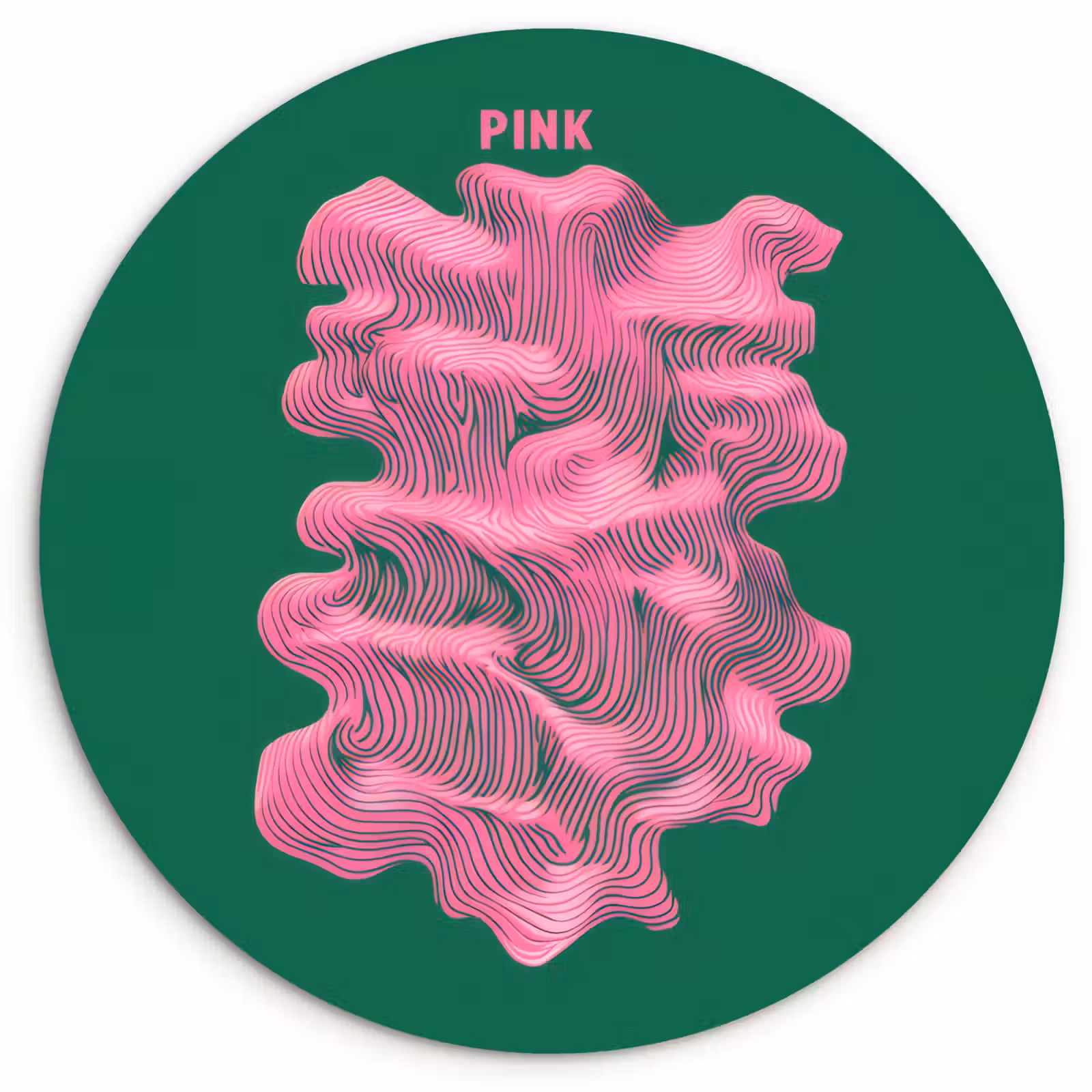 Wandcirkel - Glas - Abstract - Pink - Lijnen - Groen — 1