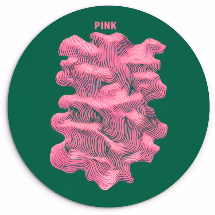 Wandcirkel - Glas - Abstract - Pink - Lijnen - Groen — 1