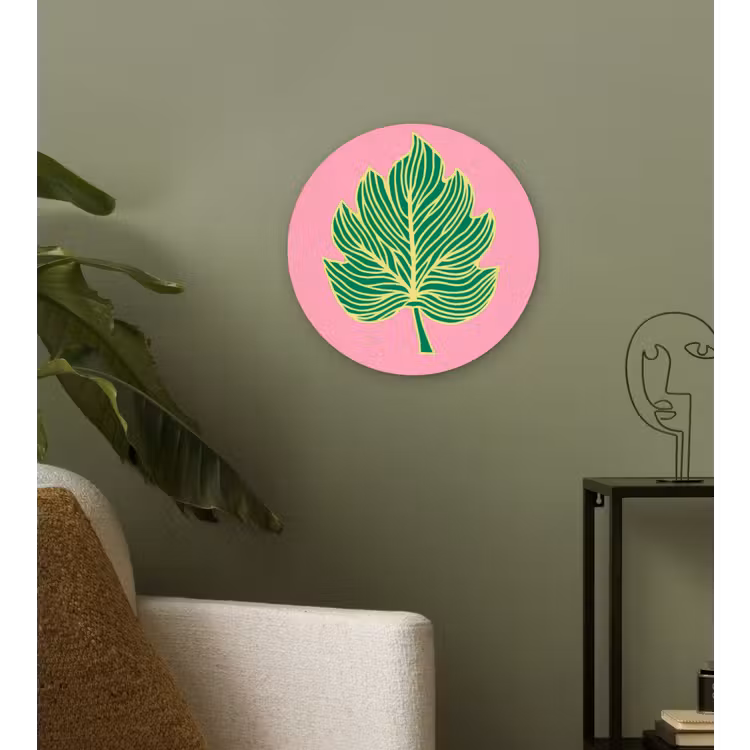 Wandcirkel - Glas - Blad - Groen - Illustratie - Minimalistisch — 3