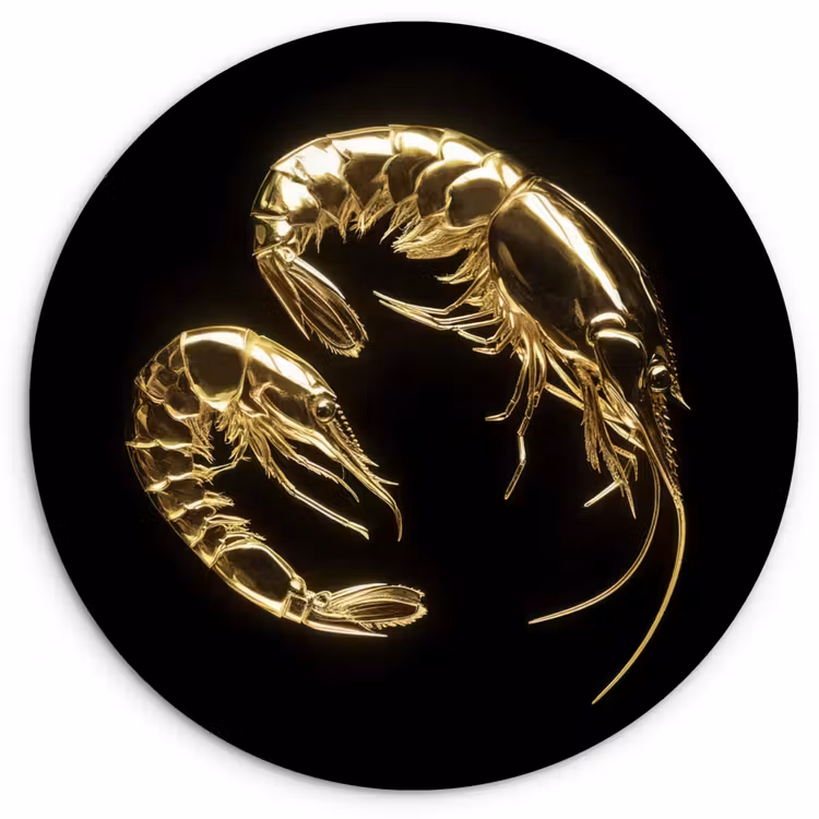 Wandcirkel - Glas - Garnalen - Zwart - Goud - Dieren — 1