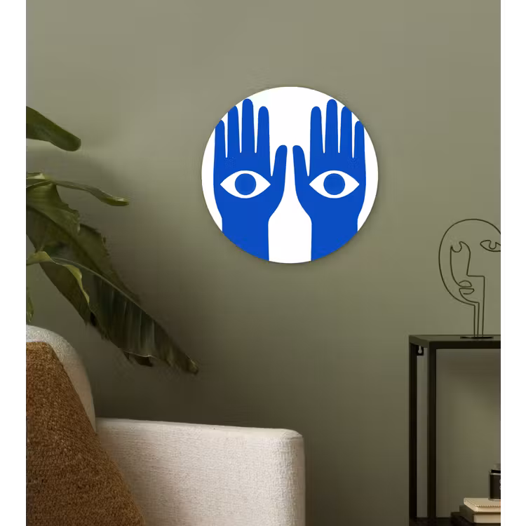 Wandcirkel - Glas - Handen - Twee - Ogen - Blauw — 3