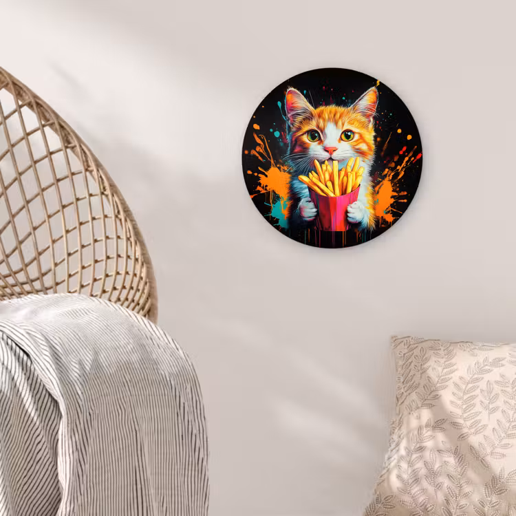 Wandcirkel - Glas - Kat - Eten - Patat - Graffiti - Abstract — 5