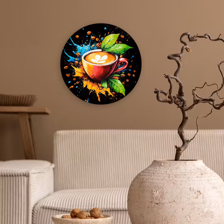 Wandcirkel - Glas - Koffie - Graffiti - Drinken - Abstract — 2