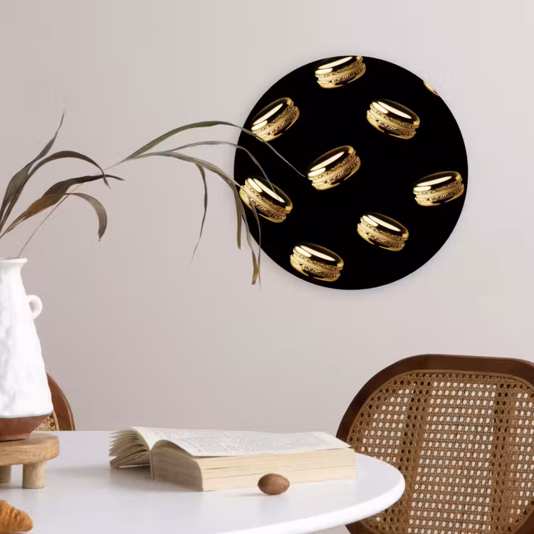 Wandcirkel - Glas - Macarons - Patroon - Goud - Zwart — 4