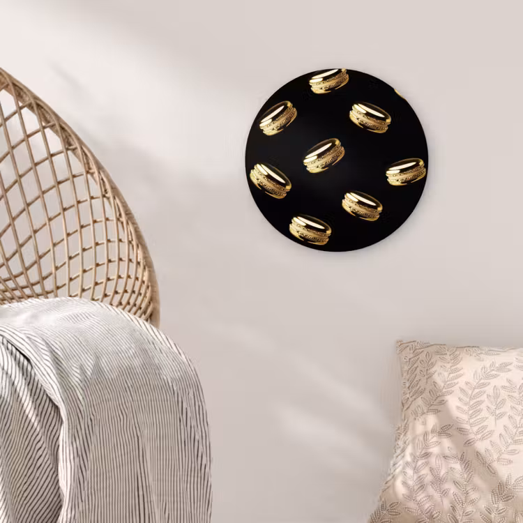 Wandcirkel - Glas - Macarons - Patroon - Goud - Zwart — 5