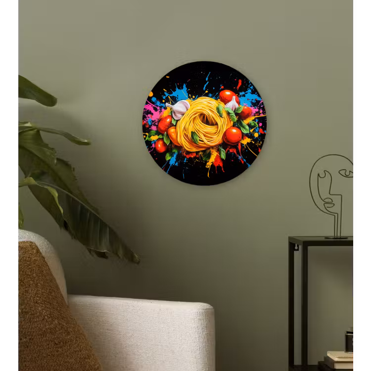 Wandcirkel - Glas - Spaghetti - Graffiti - Verf - Kleurrijk - Eten - Modern — 3