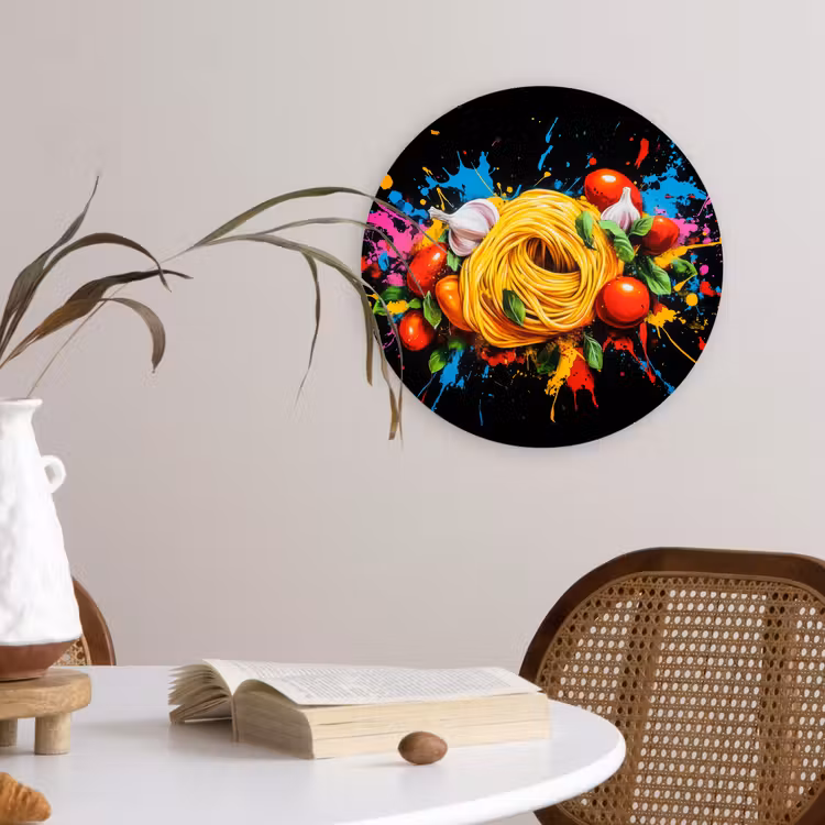 Wandcirkel - Glas - Spaghetti - Graffiti - Verf - Kleurrijk - Eten - Modern — 4