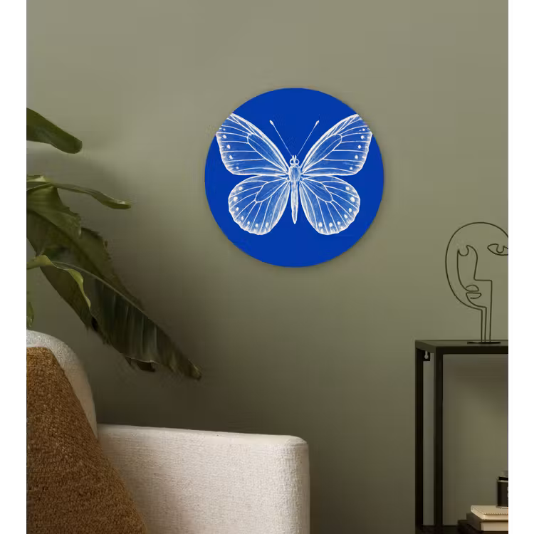 Wandcirkel - Glas - Vlinder - Wit - Getekend - Stippen — 3