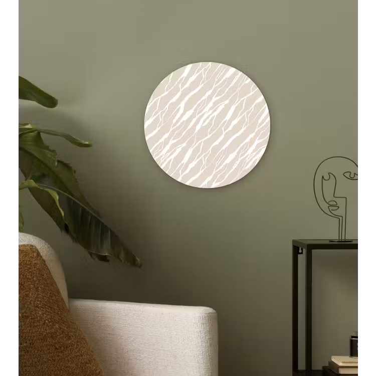 Wandcirkel - Glas - Beige - Wit - Patroon - Structuur — 3