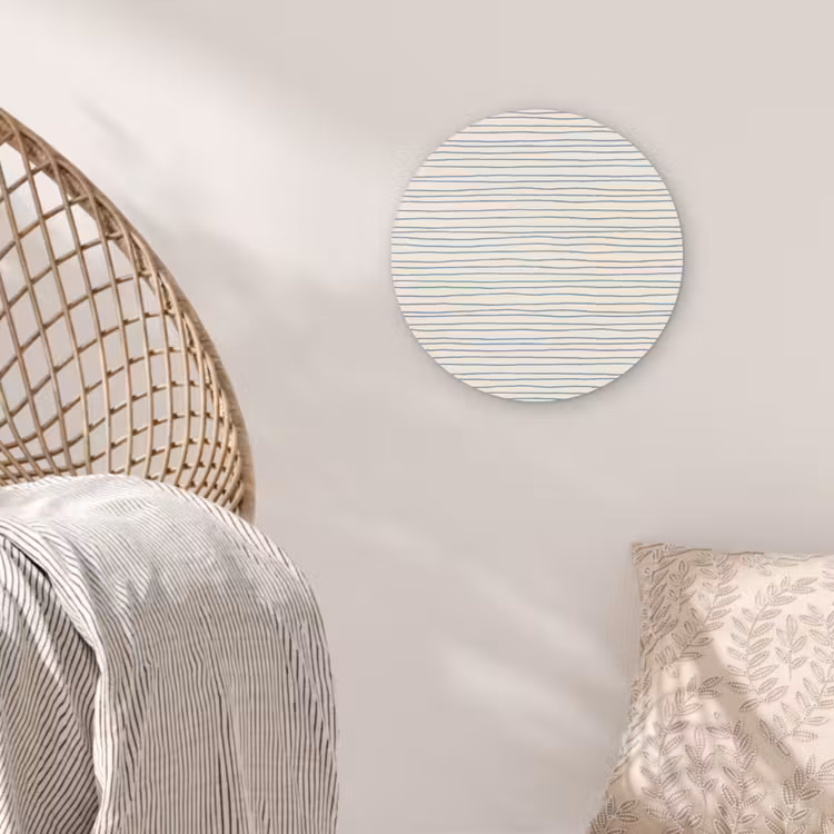 Wandcirkel - Glas - Blauw - Strepen - Beige — 5
